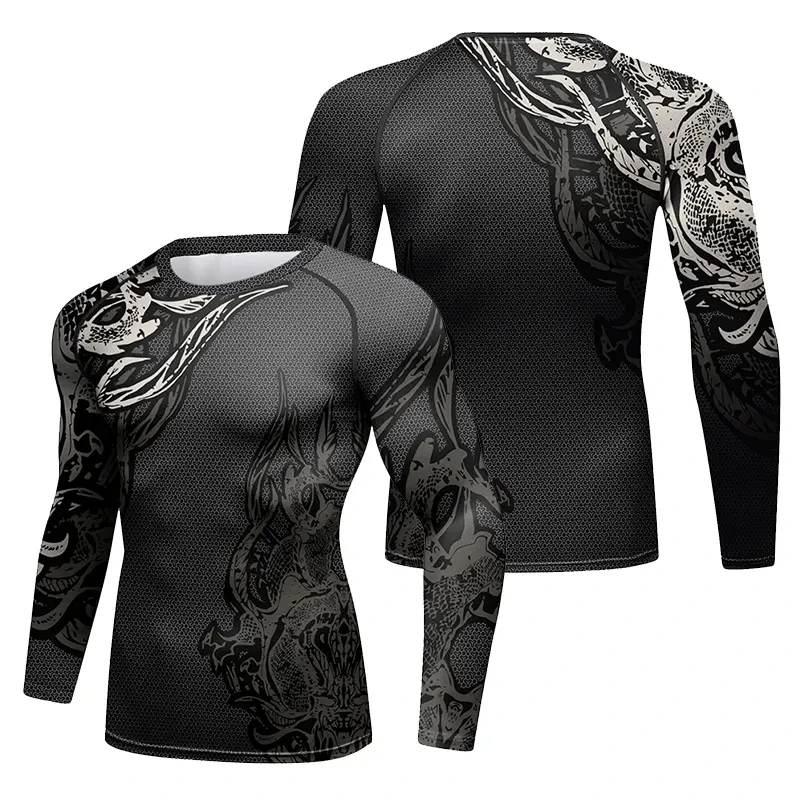 MMA jiu jitsu rashguard T-shirt grappling venum mma camiseta ensemble mma mens rash guard pantalones