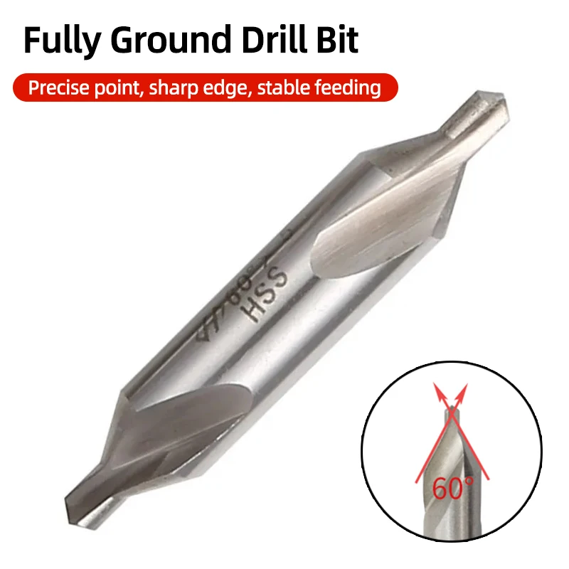 HSS Combined Center Drills Countersinks 60 Degree Angle Bit Tool 1.0,1.5,2.0,2.5,3,5mm A Type Without Protective Cone Tools Set