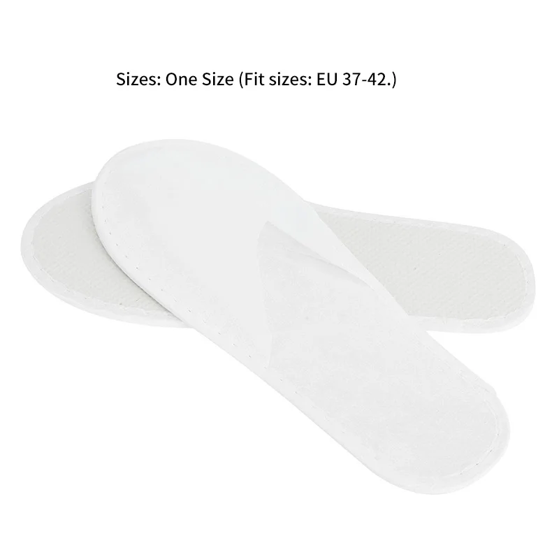 10pcs Disposable Slippers White Non Woven Travel Home Spa Slippers Women Men Business Hotel Unisex Closed-toe Slippers