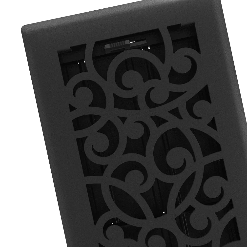 Couvercle de ventilation de sol en fer noir, 4 pouces x 10 pouces, débit d'air réglable, plaque frontale en acier Durable, facile à nettoyer, polystyrène à fort Impact