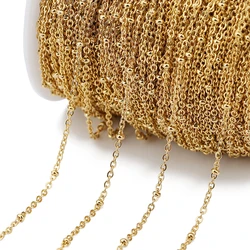 2 Meters 1mm 1.5mm 2mm Stainless Steel Clip Beads Chain Cross Beaded Chain for DIY Necklac Bracelet Jewelry Making Supplies Bulk