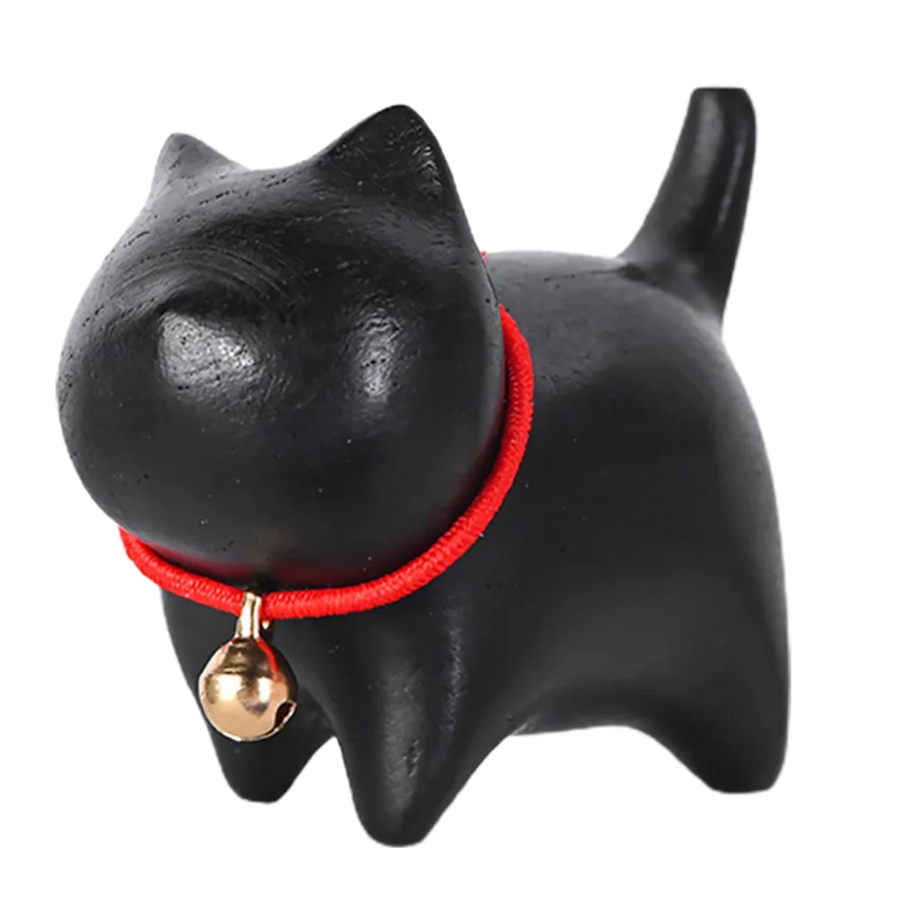 

Wood Carving Ornaments Wooden Decor for Crafts Cat Adornment Indoor Desktop Black Toy