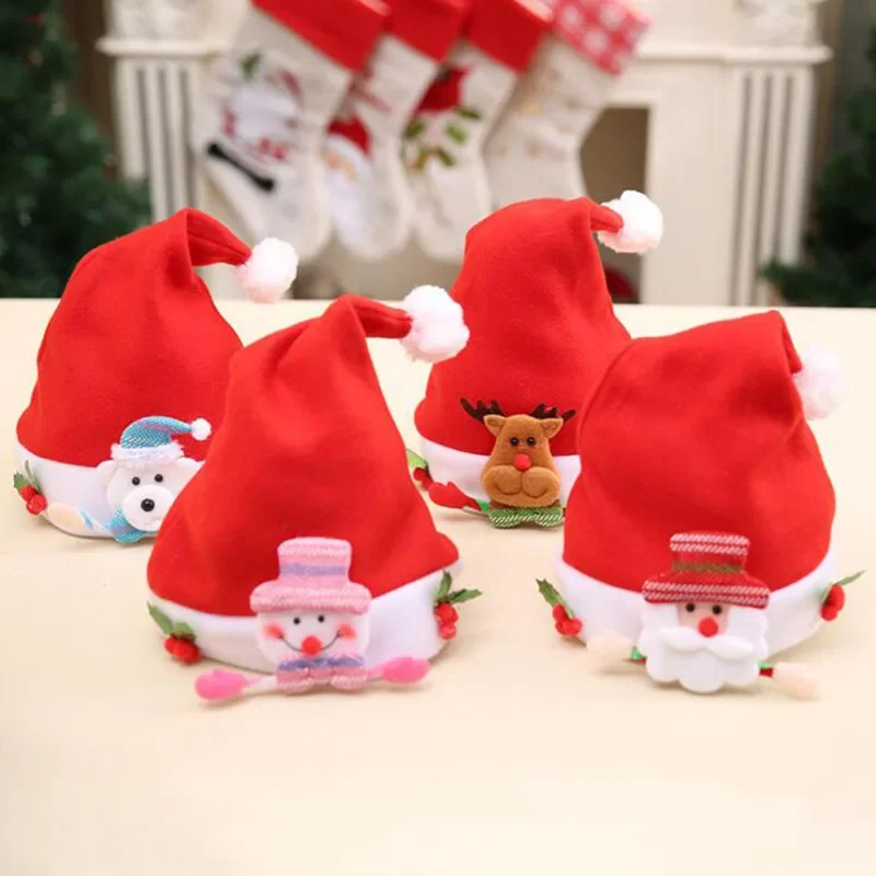 10pc Cartoon Christmas Hat Adult Child Christmas Party Santa Claus Hat Birthday party Hat Cosplay Stage Performance Prop