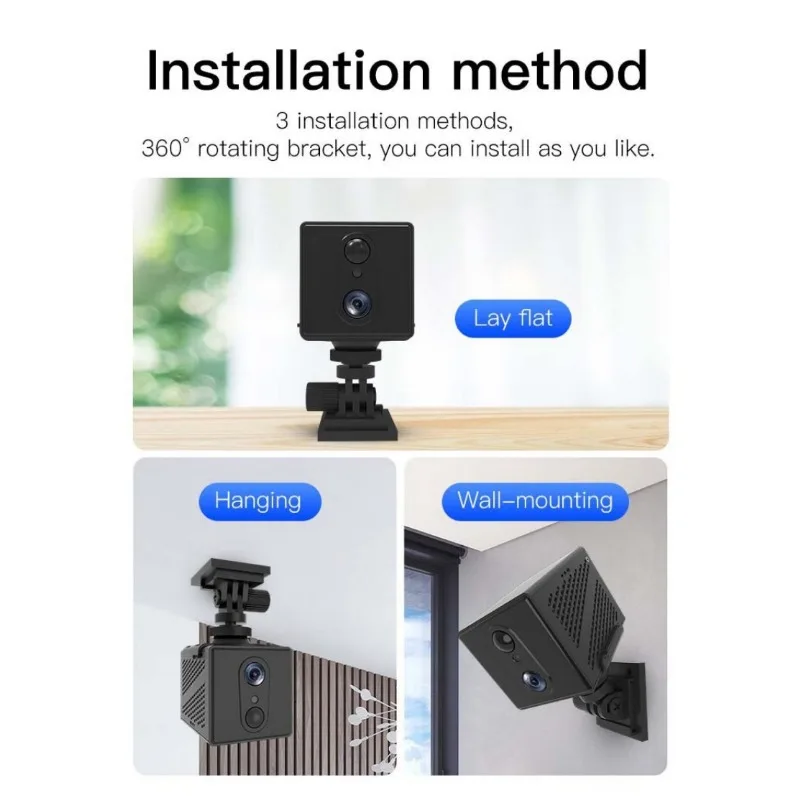 Telecamera di sicurezza Wifi 1296P Okam Batteria da 2000 mAh Cam interna Sensore PIR Telecamera per bambini con visione notturna a colori Mini