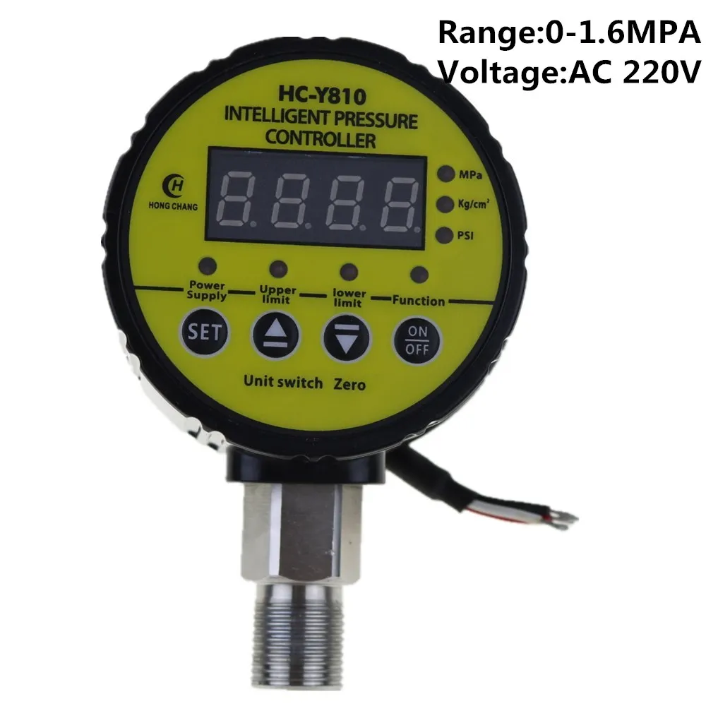 

AC220V Air Compressor Pressure Switch Digital 0-1.6MPA M20 x 1.5 Pressure Gauge Relay output