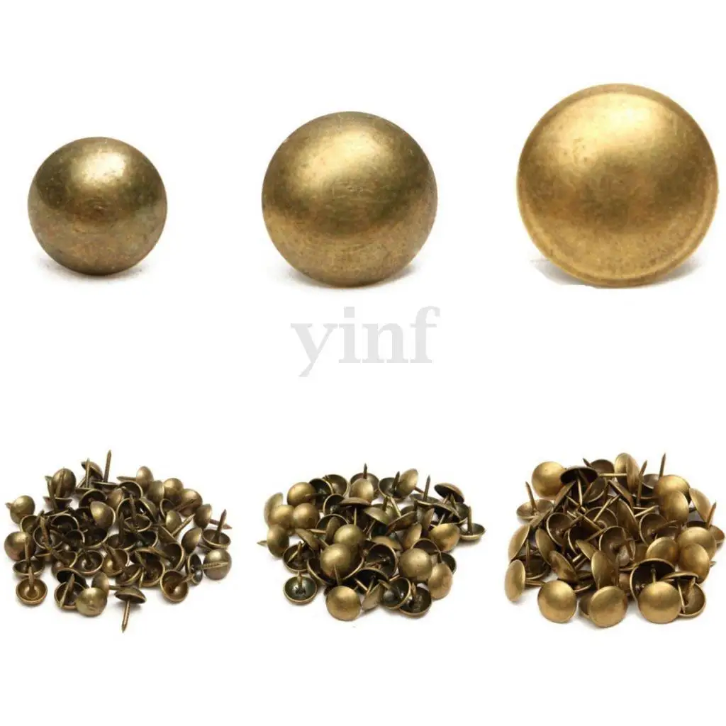 Pack of 100Pcs Bronze Upholstery Nails Furniture s/Tacks/Pins 4 Sizes