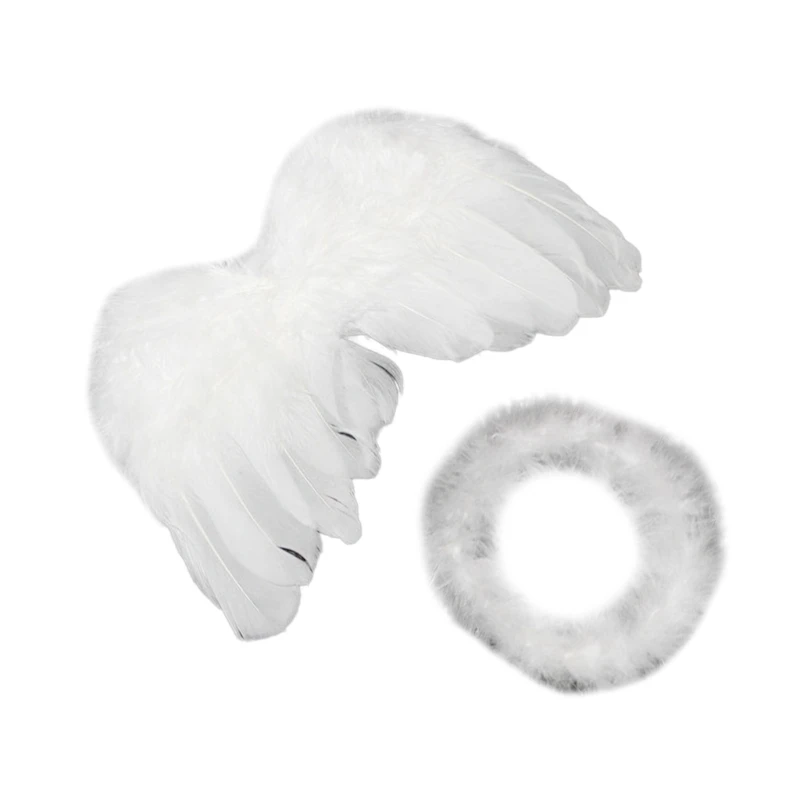 Baby Photoshooting Props Shower Gift Angel Wing Hairband Photo Suit 2PCS