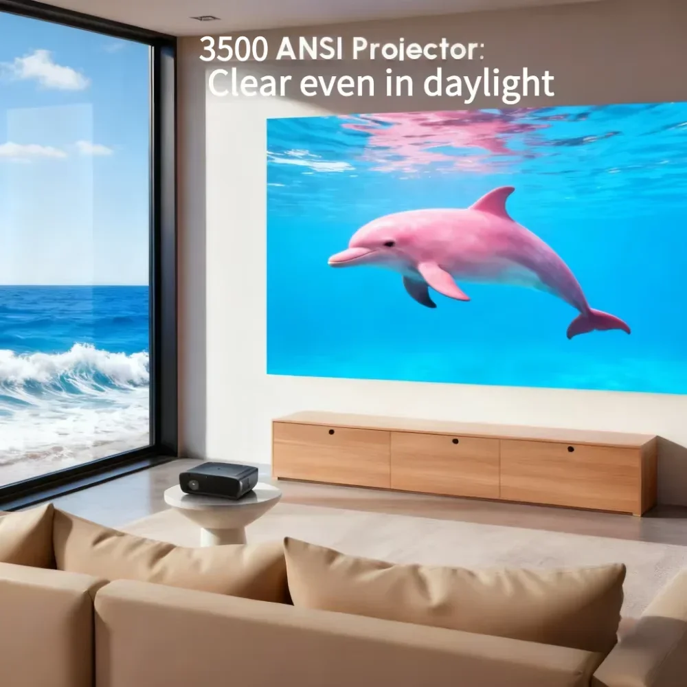 Projetor de vídeo 4K UHD, foco automático do projetor de feixe 3500ANSI, WiFi duplo 2.4 + 5G, Netflix oficial, Projetor de Halloween de home theater