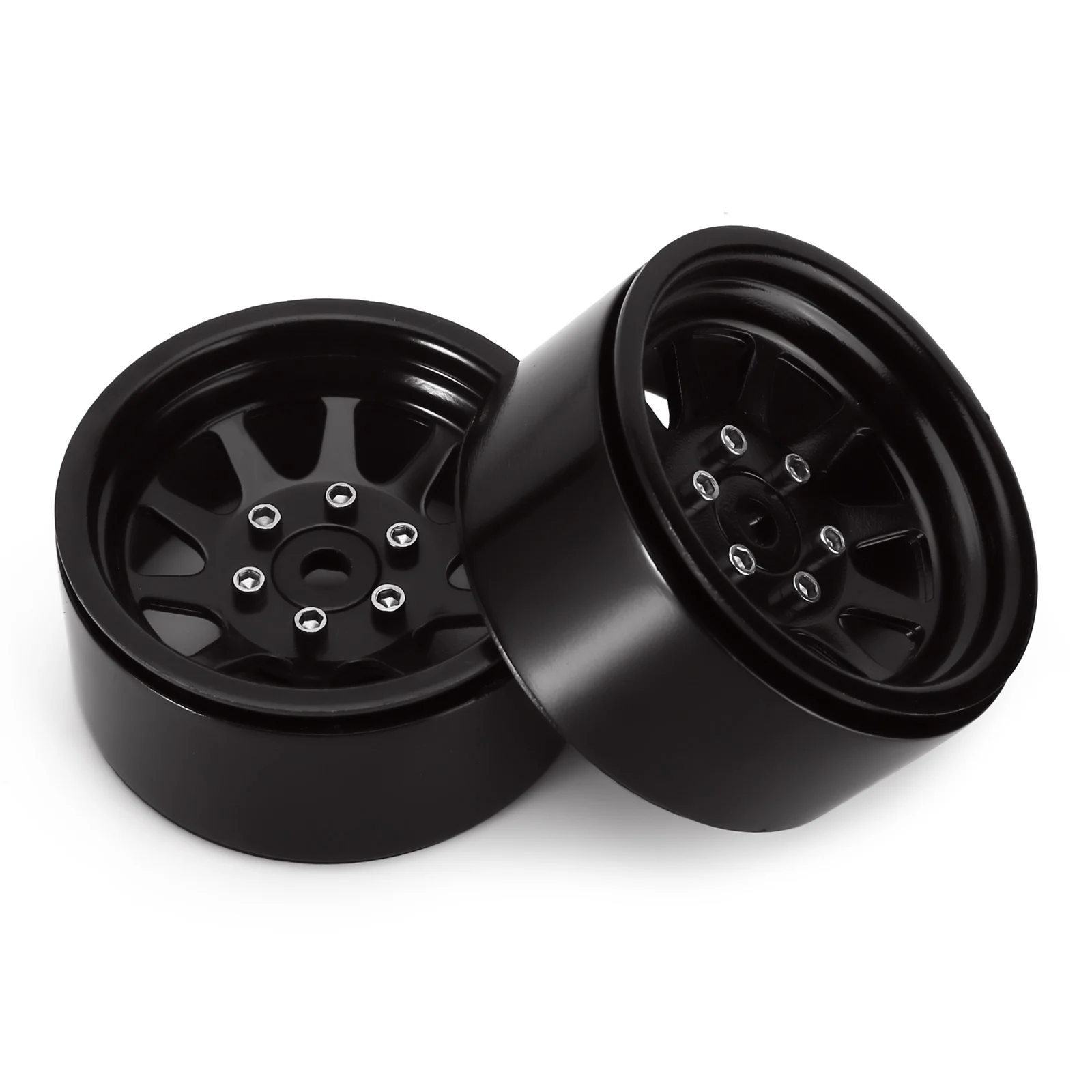 INJORA 4PCS 2,2 Roue Pneus Beadlock RC Jante en Métal pour 1:10 RC Rock Crawler Axial SCX10 RR10 Wraith 90056 Traxxas TRX4 (Argent & Noir