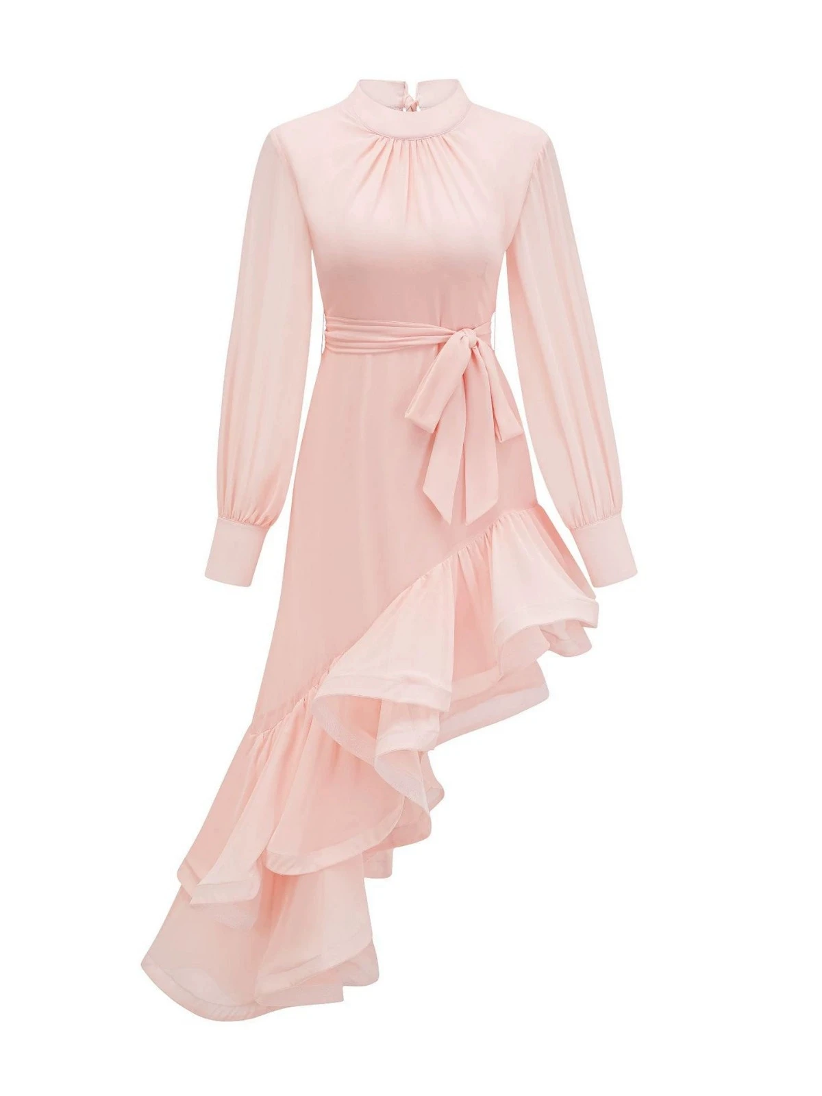 

Temperament backless dress irregular wood ear skirt solid color mid-length dress evening birthday dress-GZXX504