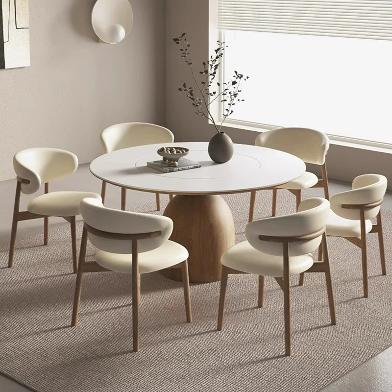 

Round Table Dining Study Nordic Furniture Living Room Cabinets Modern Space Saving Set Mobile Tables Console Meble Solid Wood