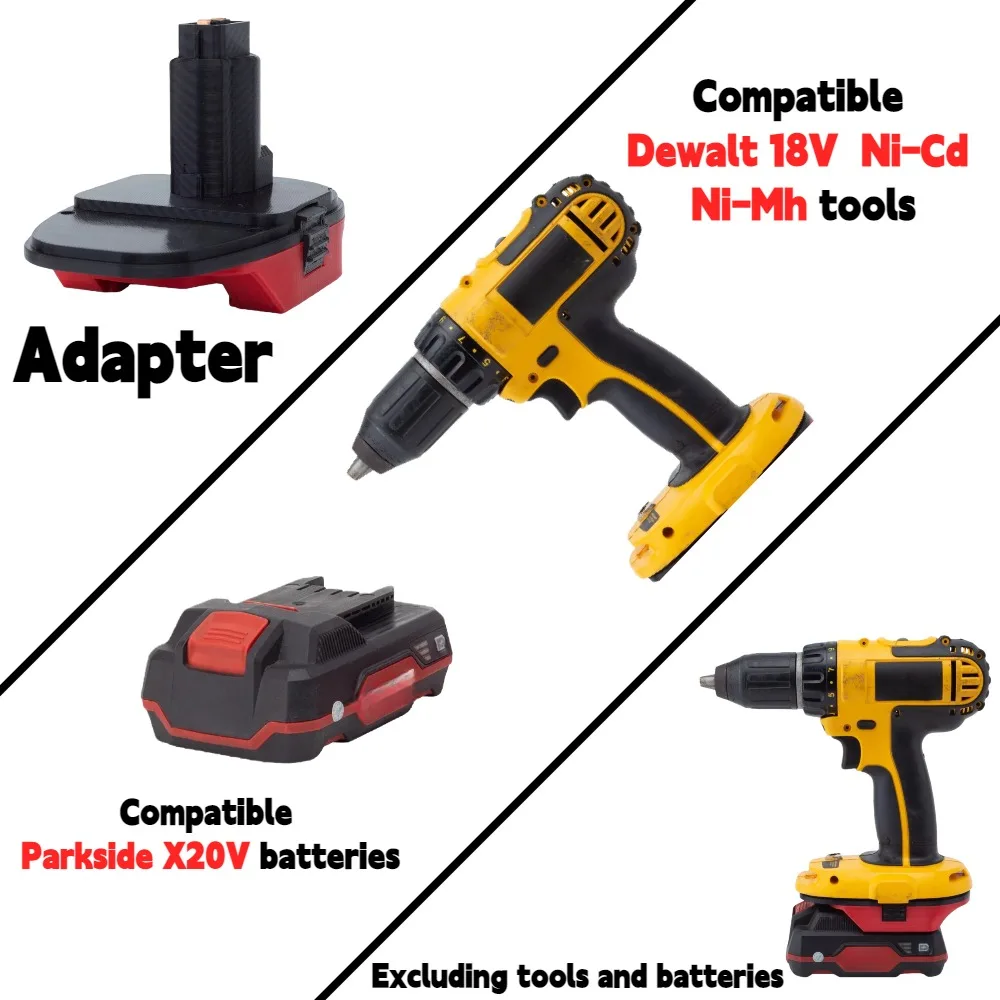 For Parkside X20V TEAM Li-ion Battery TO Dewalt 18V Ni-Cd Ni-Mh Cordless Drill Tools Battery Adapter/Converter(Only Adapter)