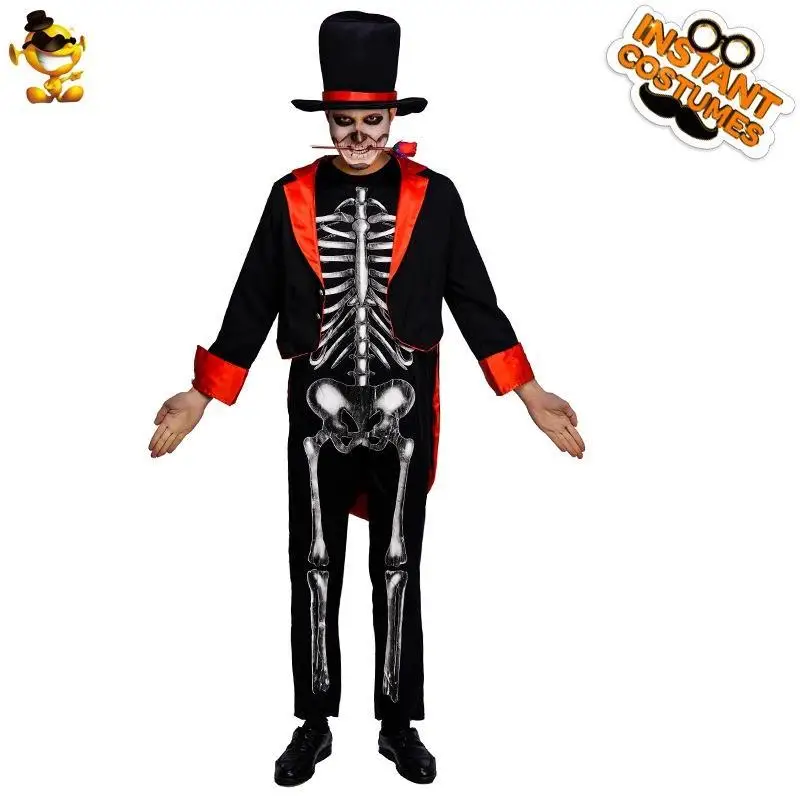 

Adult loween Skeleton Devil Costume Par Stage Performance Men's Bone Outfit Large Size Men's Ghost Costume