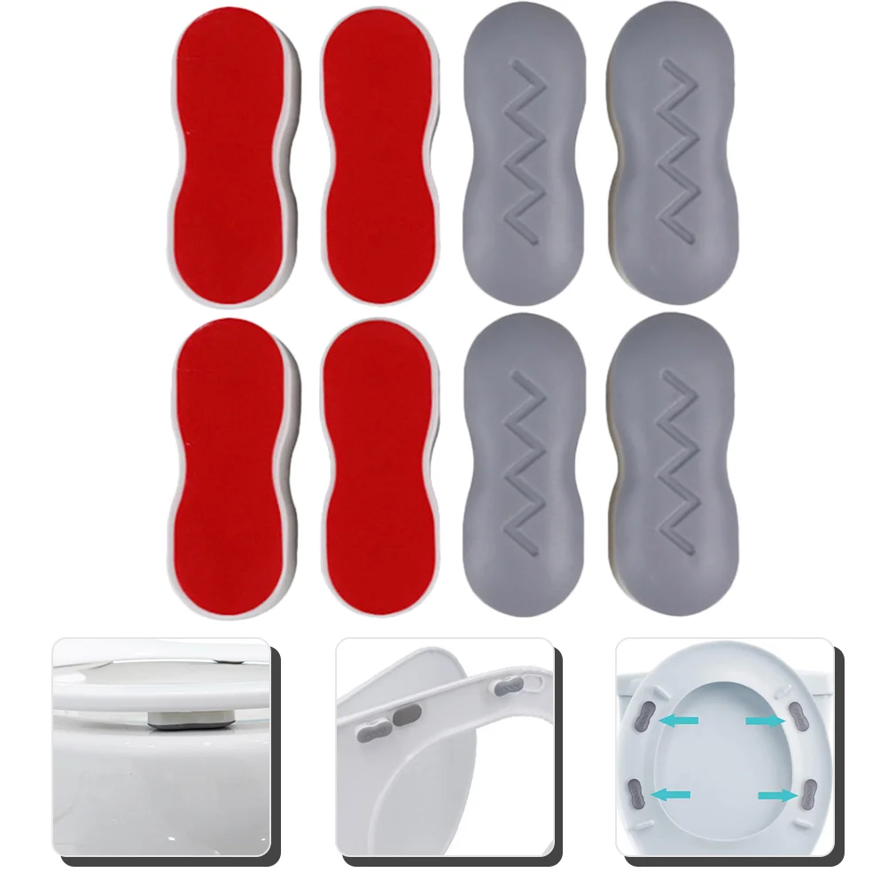 

8 Pcs Liners Toilet Seat Gasket Cushioning Pads Lid Bumper Riser Disposable Parts Bumpers Grey Bidet Attachment