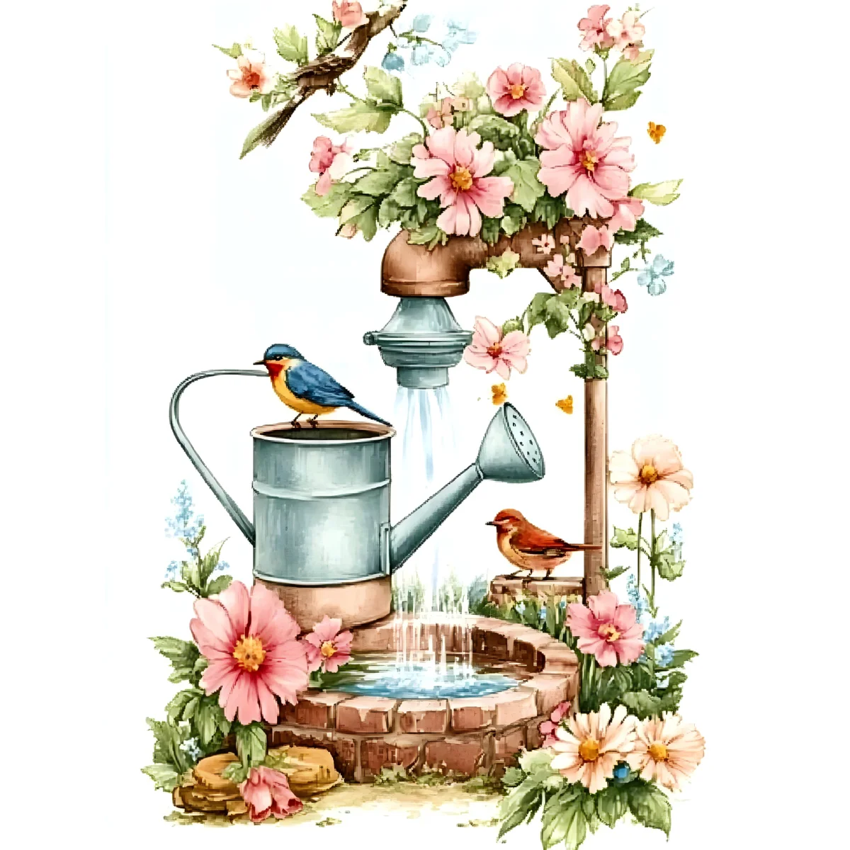 1 Stück 30x40cm/11,8x15,7 Zoll, 11CT/14CT Druck-Kreuzstich-DIY-Set, entspanntes Kreuzstich-Set für Erwachsene Anfänger, Wasserkocher und Blumen – Detail 2
