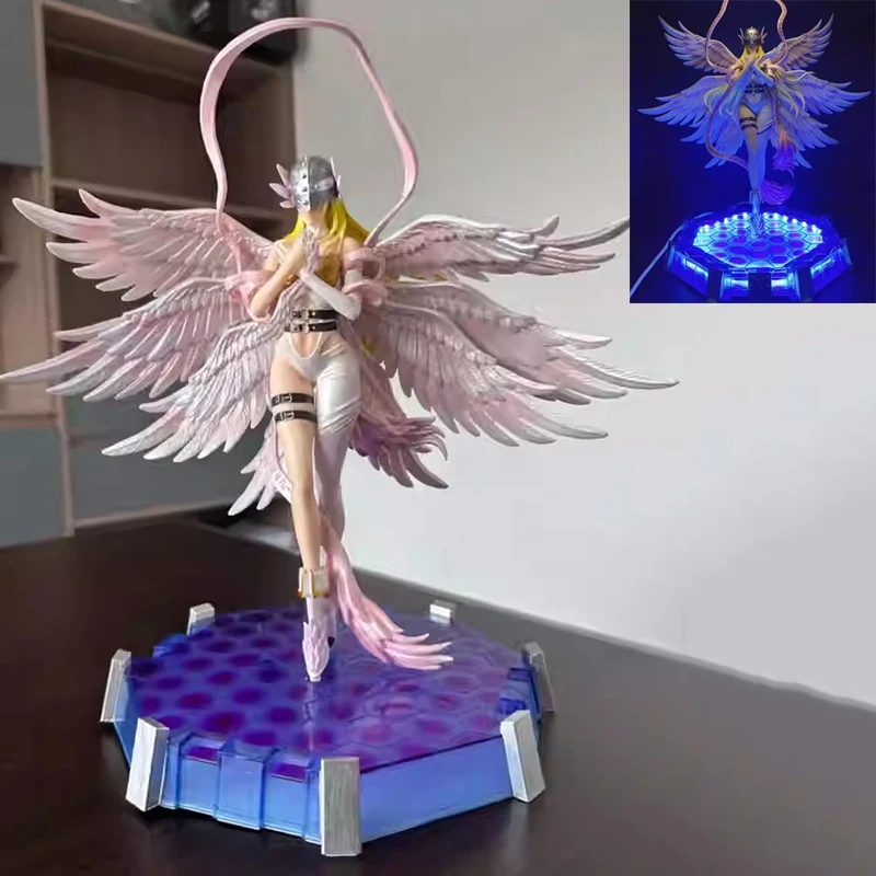 

28cm Anime Digimon Adventure Figurine Angemon Angewomon Action Figures Luminescent PVC Temple of The Moon Model Toys Gifts
