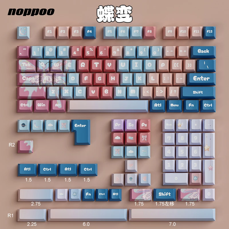 Noppoo Metamorphosis Theme Keycaps Set PBT Cherry Profile Custom Original Handmade Keycaps for Mechanical Keyboard Accessories