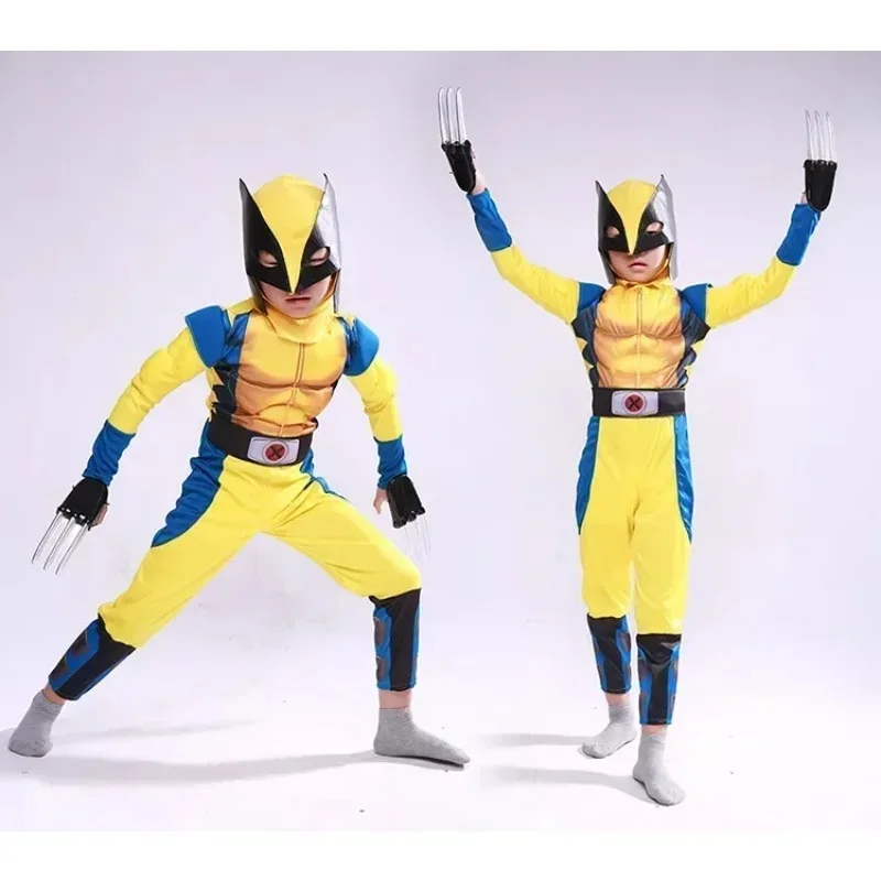Cosplay Costume Cosplay X-men Wolverine Wolf Claws Gloves+Light Mask+Cloak Party Props Cloth Suit Kids Fancy Dress Party Ani