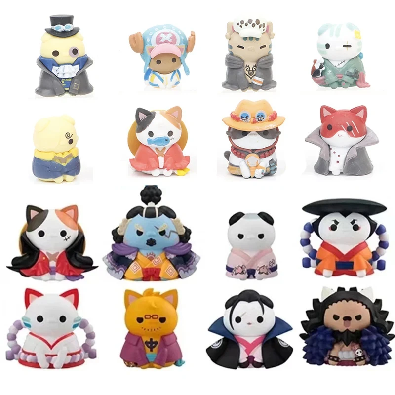 8pcs/Set One Piece Cos Cat Action Figure Toy Wanno Country Kaidou Jinbe Cake Decoration Kozuki Oden Ornaments