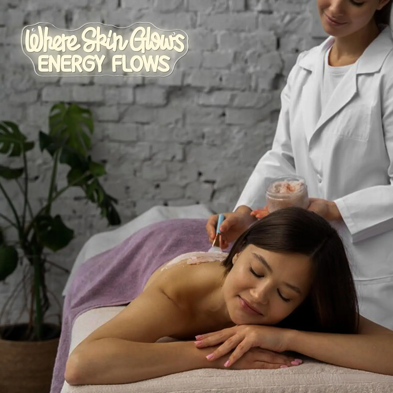 Waar de huid gloeit energie stroomt Neon Sign Beauty Neon Light Sign voor Spa Salon Beauty Room Wall Decor Skin Glow Esthetician Decor