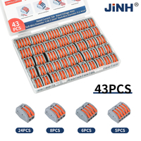 JINH 43Pcs CMK41 Lever Connector Nuts Assortment Pack Quick Splicing Electrical Terminal Blocks Standard Solid Flexible Wires