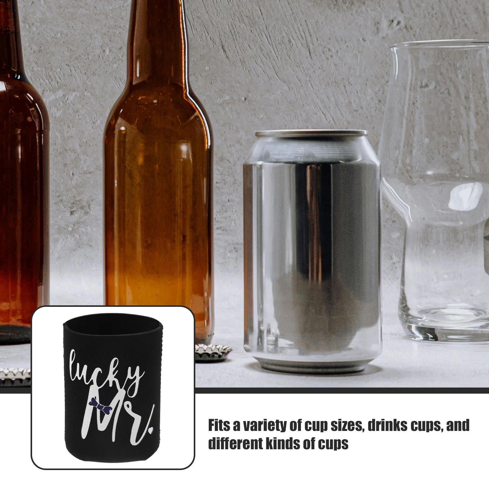 

Beer Can Sleeves Insulated Reusable Cup Covers Black Color Heat Resistant Fits Various Sizes Kitchen Bar Accessories