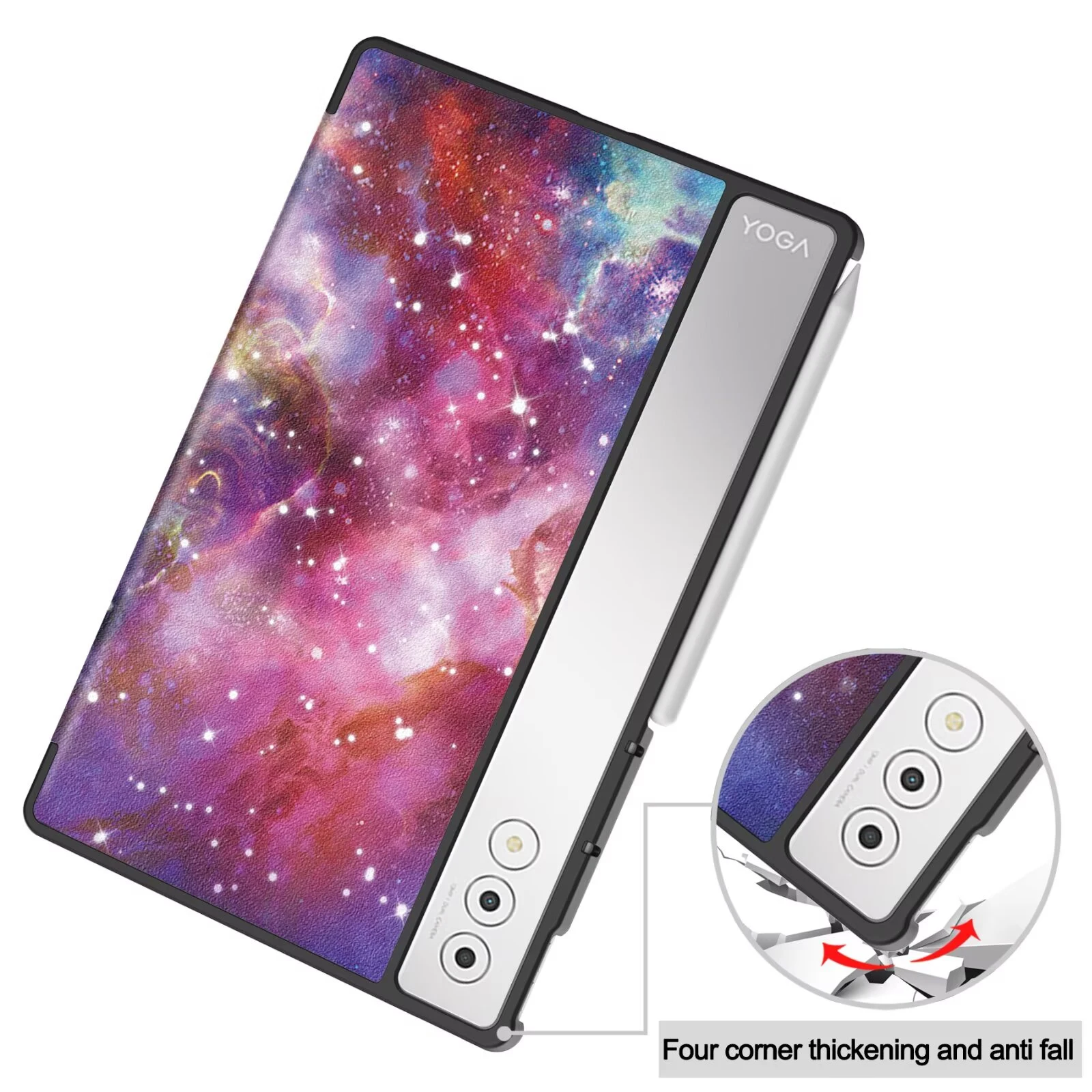 

Leather Case For Lenovo Yoga Tab Plus/Yoga Pad Pro 12.7 inch Leather Trifold Caster Hard Shell Cover