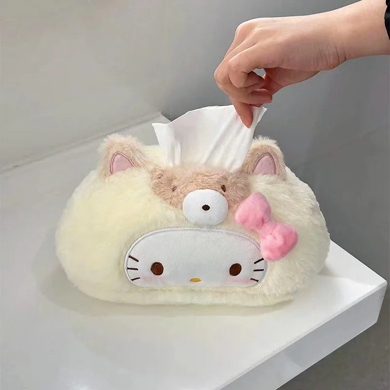 anime   Hello Kitty   Kuromi   Scatola per fazzoletti di peluche   La mia melodia   Carino   ragazza   Vassoio per carrello auto   decorare   Vassoio carta per uso domestico   Coppia   Regalo