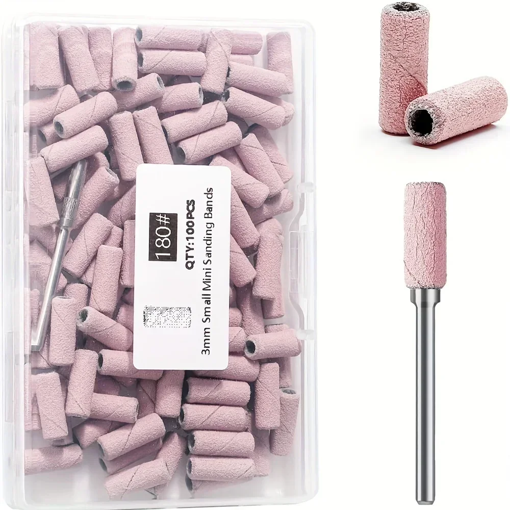 Professional 100Pcs Nail Drill Sanding Bands, Unscented Nail Drill Bits for Manicure and Pedicure Tools