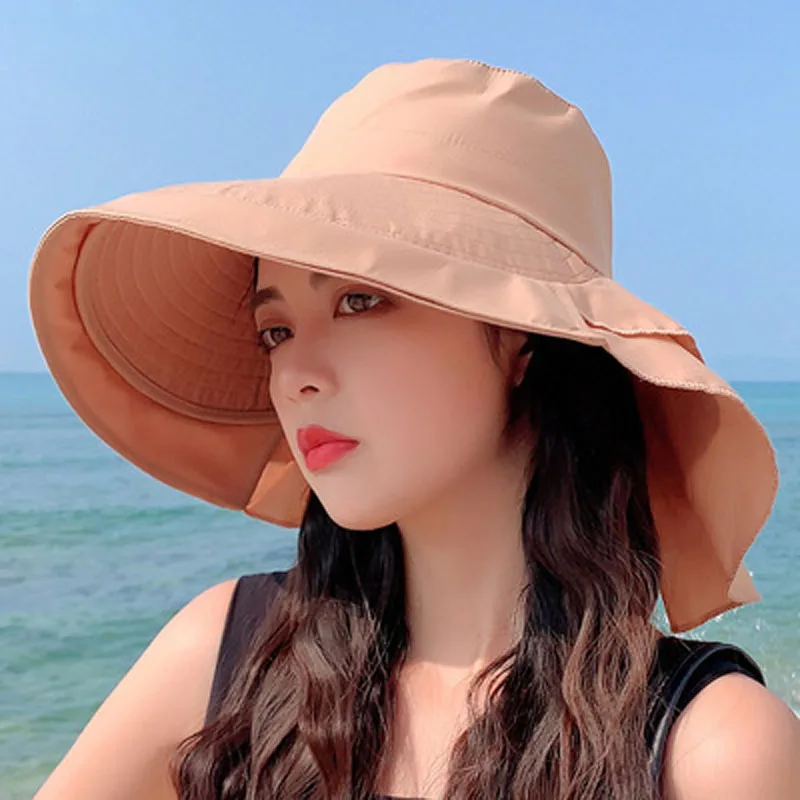 New Women\'s Summer Sun Hat With Neck Protector And Sunshade For Outdoor Cycling Trip Big-Brimmed Fisherman\'s Hat Hiking cap