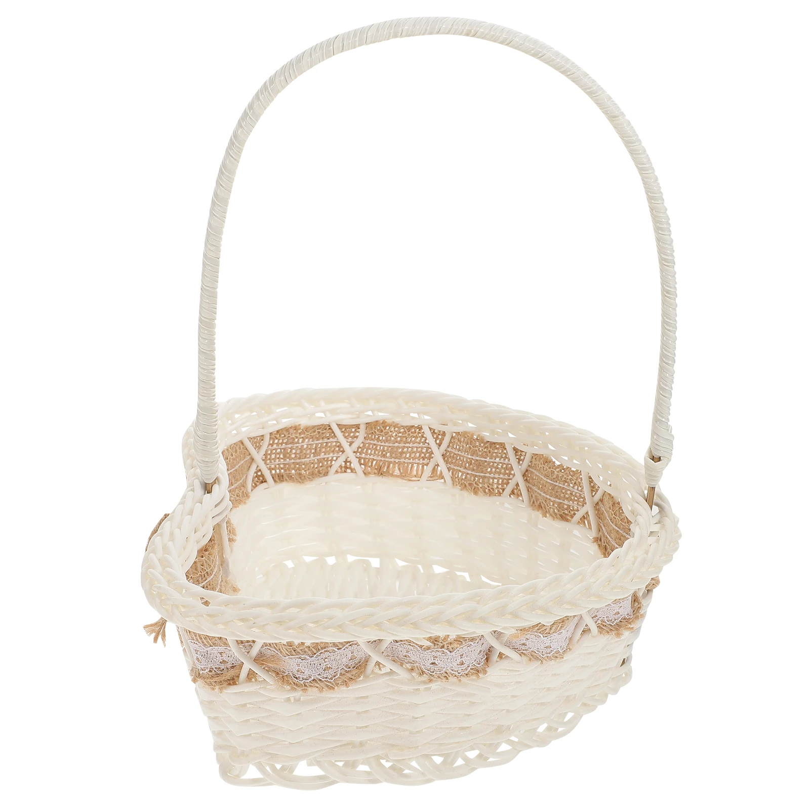 

1pc Heart Shaped Wedding Basket Rattan Girl Petal Decor Bride Flower Baskets Handheld Storage Lovely Portable Safe Candy Gifts