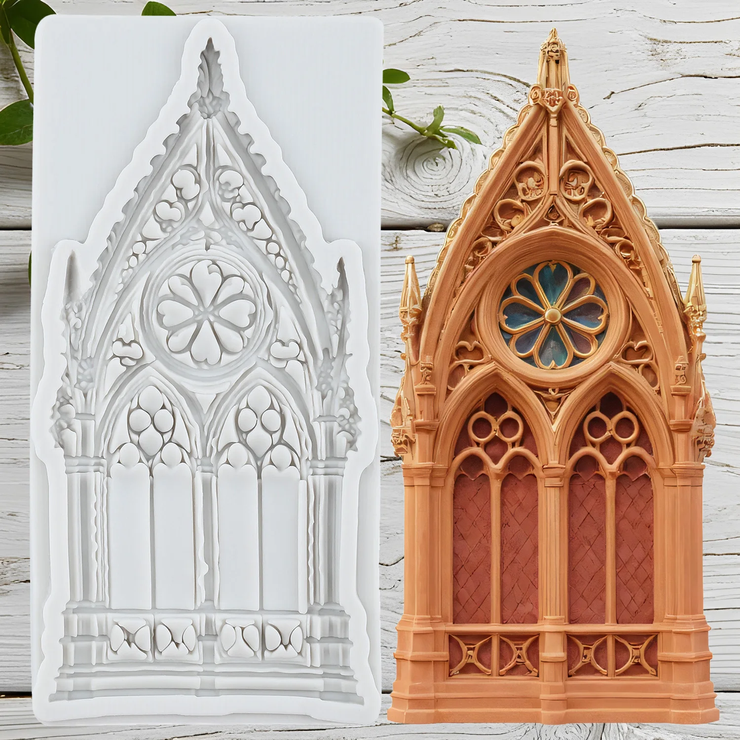 Moules gothiques rétro en Silicone pour fenêtre, outils de décoration de gâteaux Fondants, décoration de Cupcake, bonbons artisanaux, pâte de gomme, argile polymère