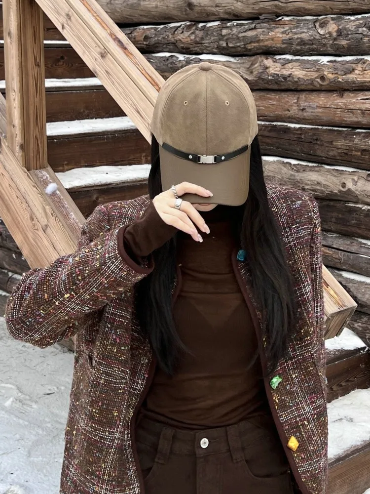 Autumn Winter Women Accessories Spliced Faux Leather Vintage Peaked Cap Hip Hop Streetwear Adjustable Visors Casual Baseball Hat