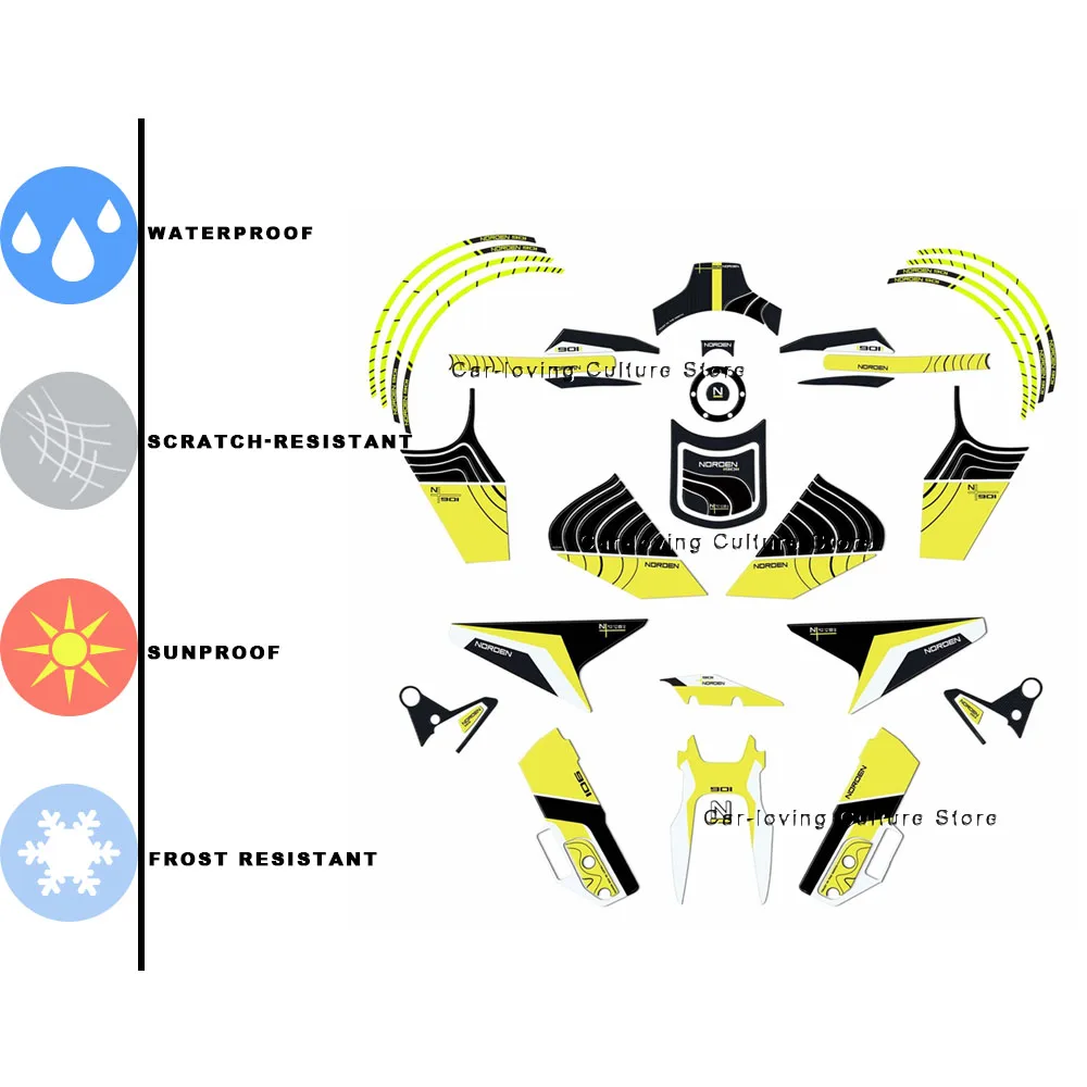 Motocicleta 3D adesivo Kit, Etiqueta protetora impermeável, Husqvarna Norden 901