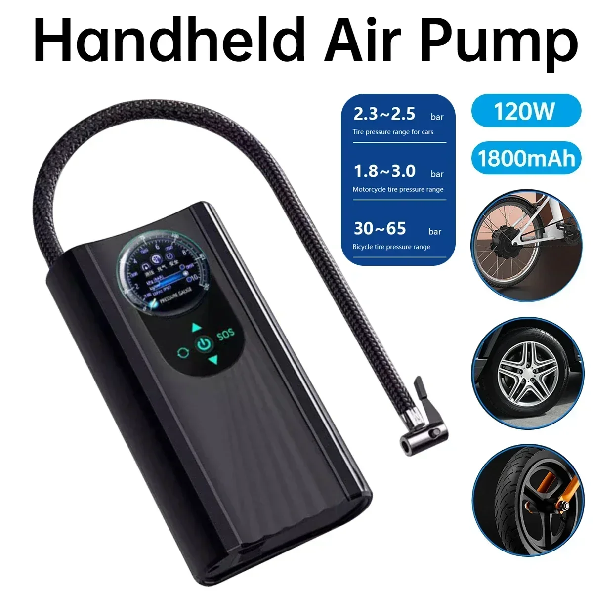 

Motorcycle Tyre Inf for Motorbike Auto Bicycle Handheld Air Pump Quick Inflating Electric Air Compressor 12V High Precision