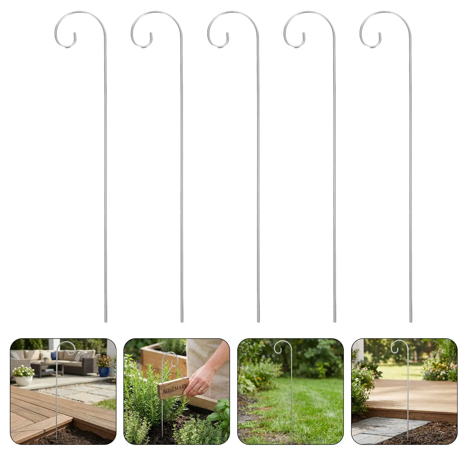 25Pcs Garden Shepherd Hooks Silver Metal Plant Label Hangers Outdoor Planter Sign Holder Garden Marker Stakes for Flowerpots