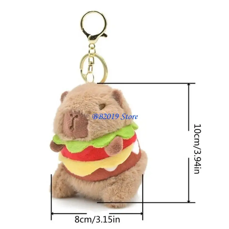 Q0KB Cartoon Plush Keyring Capybara Doll Ornaments Carkey Pendant Women Purse Decors