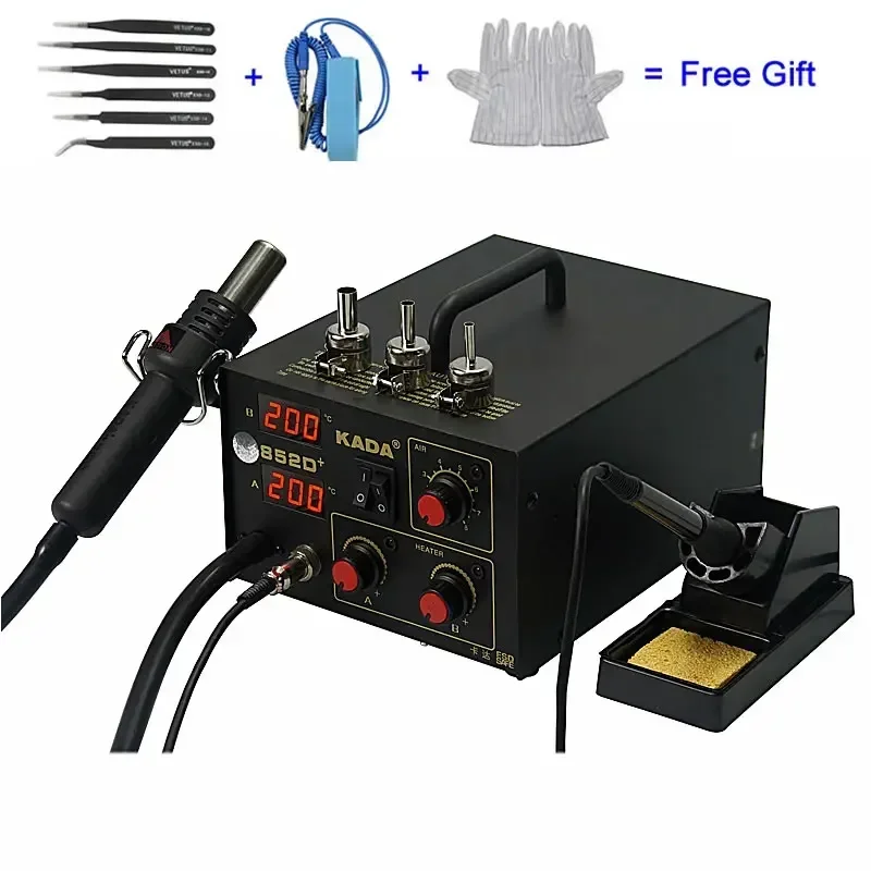 110V 220V KADA 852D+ Hot Air Gun and Solder Iron 2 in 1 BGA Soldering Station SMD Repairing System