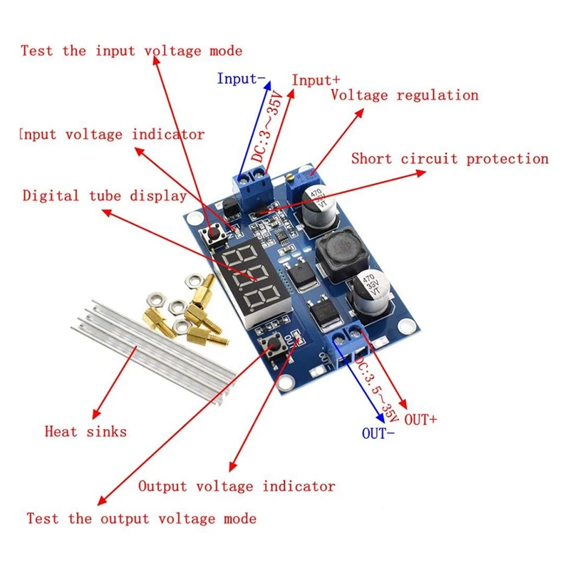 Top Deals LTC1871 DC-DC Step Up Booster Converter 3-35VDC To 3.5-35VDC With LED Voltmeter DC-DC Step Up Module