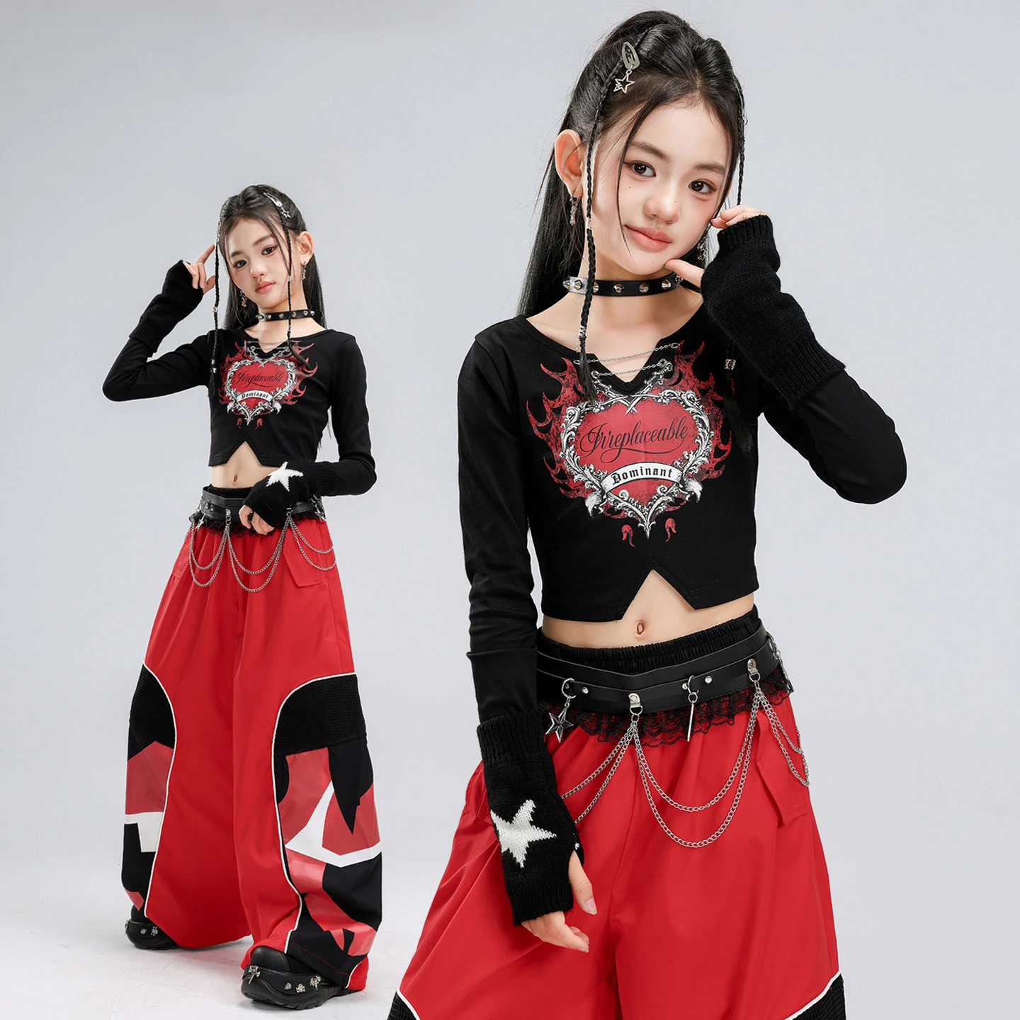Autumn Hip Hop Clothing For Girls Jazz Dance Costumes Children'S Ballroom Dance Clothes Stage Group K-pop Outfits XS11953