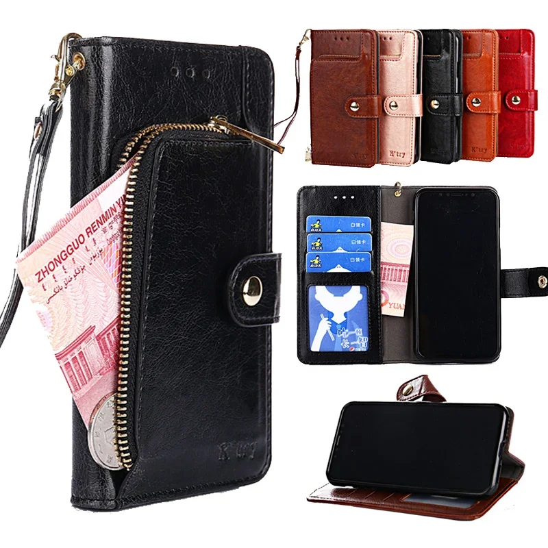 Leather Zipper Flip Wallet Case Cover for OPPO Realme 1 2 3 5 Pro X Lite XT X2 Q OPPO Reno 2 2Z 2F Z A Ace 10X Zoom A9 2020 A11