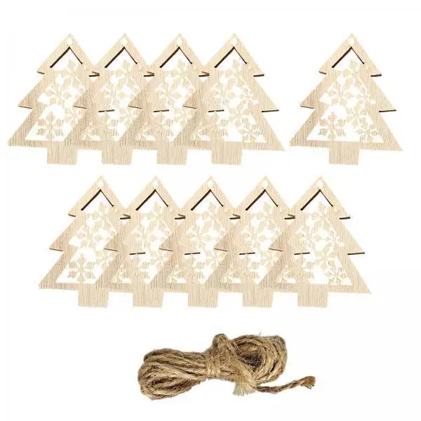 3x 10x Unfinished Wooden Cutouts Christmas Decoration Blank Pendants DIY Wooden Christmas Ornaments for DIY Craft Projects