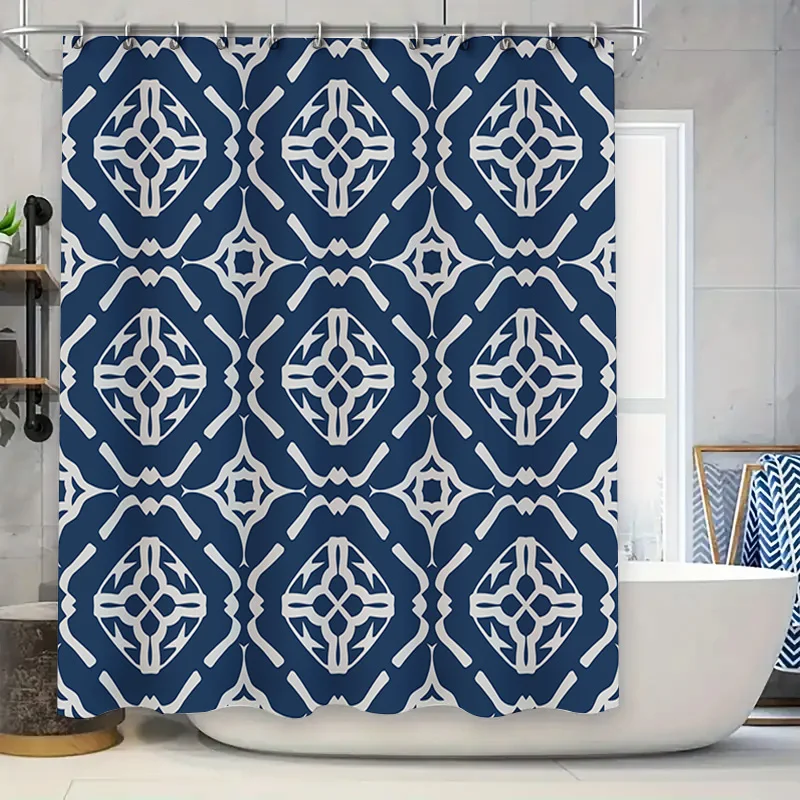 

Сине-белый комплект занавесок для душа, 3D водонепроницаемый декор для ванной комнаты, украшение дома, принт, подкладка для ванны, занавеска для душа, синий цветочный принт