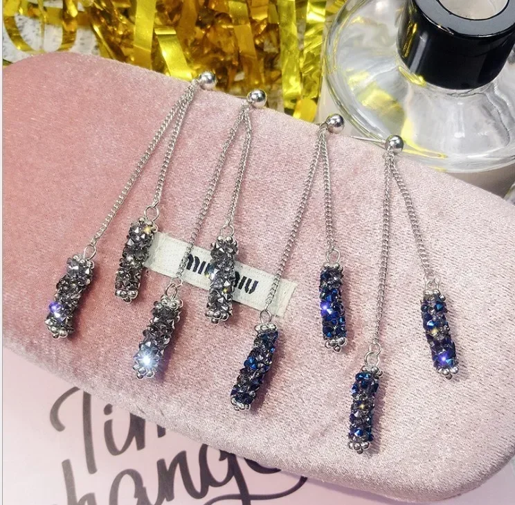 Temperament fashion jewelry crystal from Austrian cylindrical child earrings female personality long tassel earrings for Woman