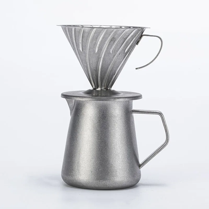 

DSA outdoor retro coffee pot 304 stainless steel hand flush filter cup sharing pot funnel household coffee cup appliance set