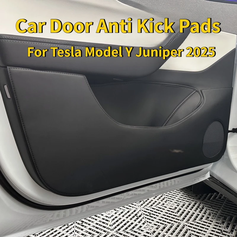 

For Tesla Model Y Juniper 2025 Car Door Anti Kick Pads Leather 4PCS Door Panel Protective Pad Sticker Anti Dirt Mat Accessories