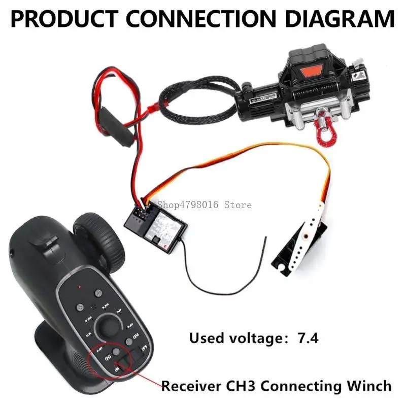 Remote Control Automatic Winch and Control Wire Winch Rescued Set 1:10 Modification Kits for Toy 4x4WD Crawler