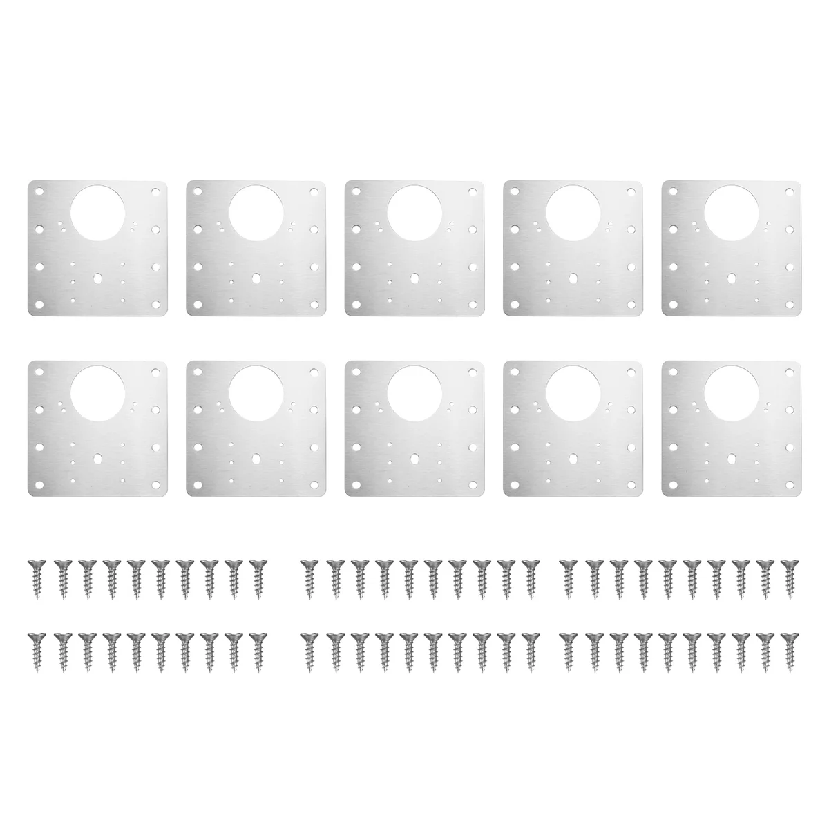 B45C 10Pcs Cabinet Hinge Repair Plate Kit Kitchen Cupboard Door Hinge Mounting Plate with Holes Flat Fixing Brace Brackets