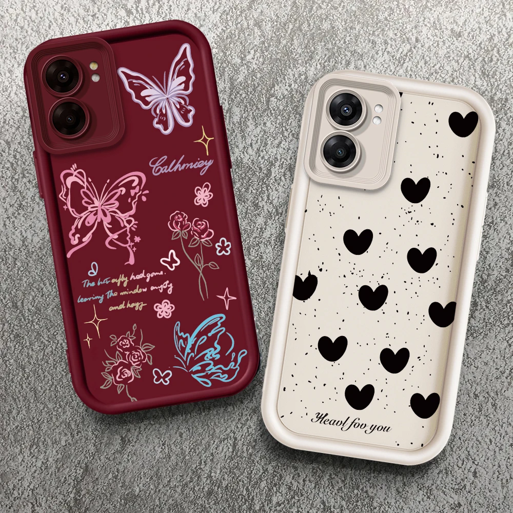 

Love Art Butterfly Flowers Eye Ladder For OPPO Find X5 X3 A58 A57 A55 A53 A54 A92 A74 A78 A98 A16 A94 A76 A72 5G TPU Phone Case