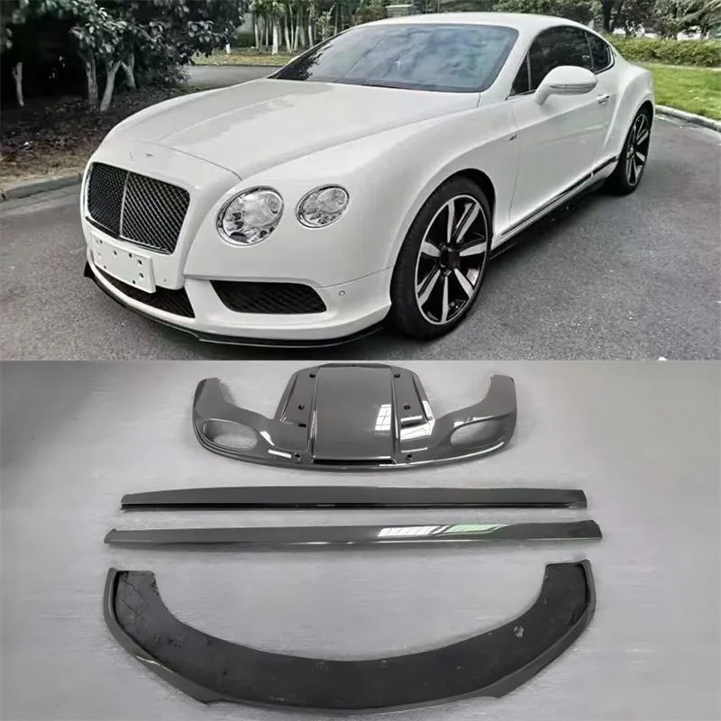 

Для Bentley Continental GT GTC 2012-2016: Комплект обвеса из настоящего карбона – передний сплиттер, задний диффузор, боковые пороги, спойлер, сплиттер, обвес кузова